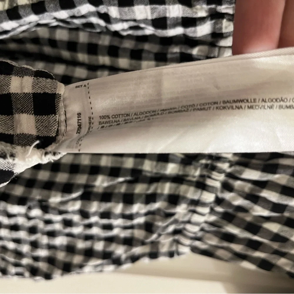 Mango Black & White Gingham V-Neck Open Back Midi Dress - Picture 6 of 6